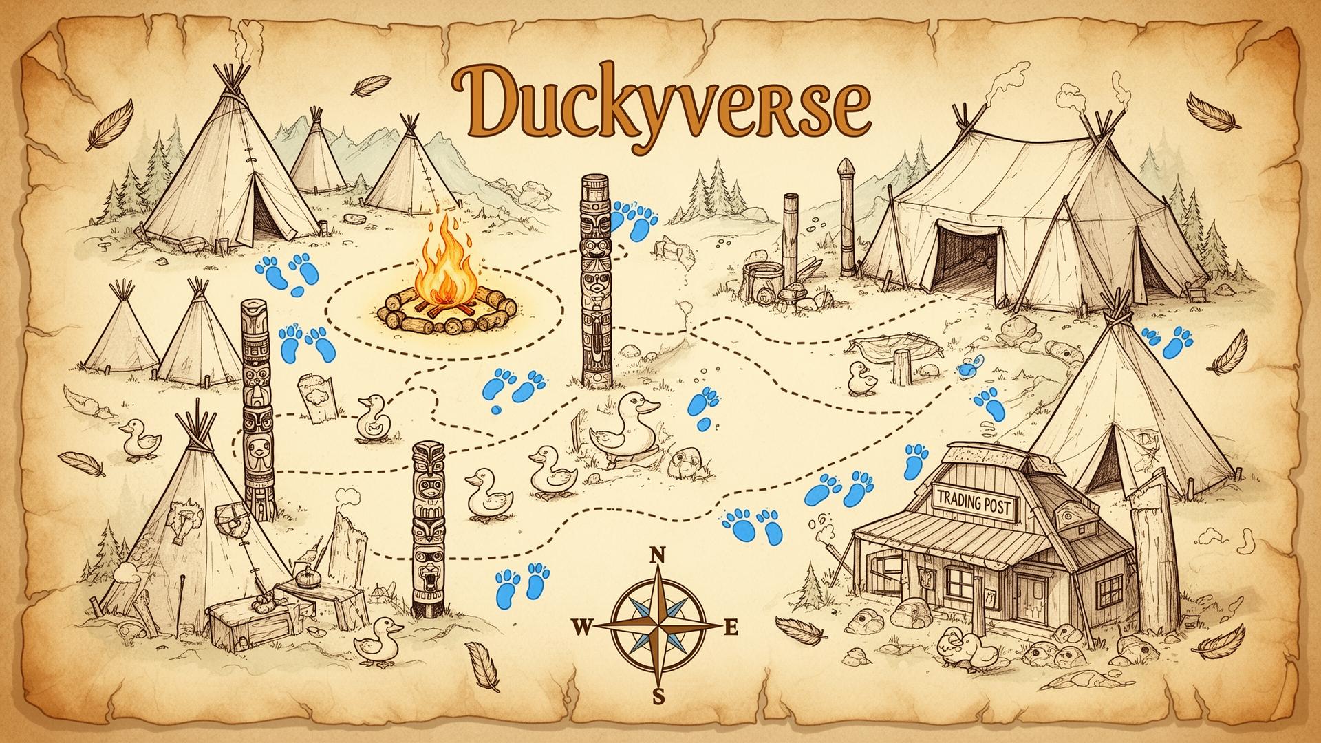Hand-drawn map of the Duckyverse